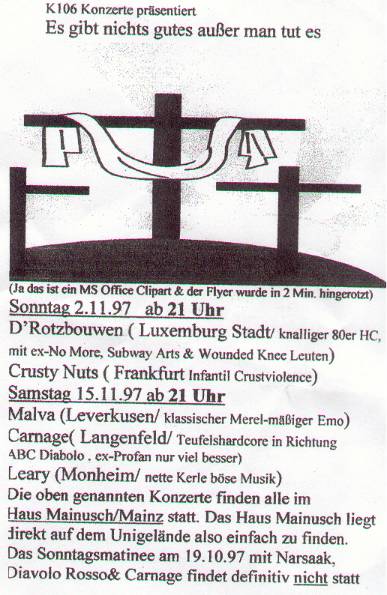 Flyer vom Konzert in Mainz